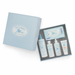 conjunto de presente para bebé picu baby infantil caja rayas azul new azul 5 peças