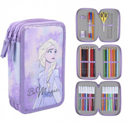 School Case with Accessories Frozen 43 Pieces Lilac (12,5 x 6,5 x 19,5 cm)