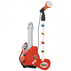 brinquedo musical cars microfone guitarra infantil vermelho