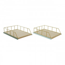 Tray DKD Home Decor 8424001813865 28,5 x 36 x 9 cm Green polypropylene MDF Wood (2 Units)