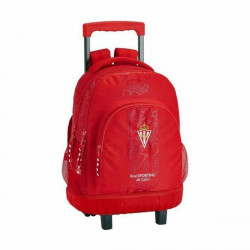 school rucksack with wheels compact real sporting de gijón sf-611972-818 red 32 x 45 x 21 cm