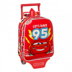 mochila escolar com rodas cars let s race vermelho branco 22 x 27 x 10 cm