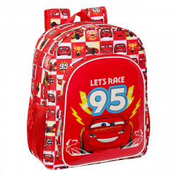 mochila escolar cars let s race vermelho branco 32 x 38 x 12 cm