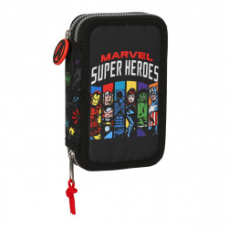 School Case with Accessories The Avengers Super heroes Black 12.5 x 19.5 x 4 cm (28 Pieces)