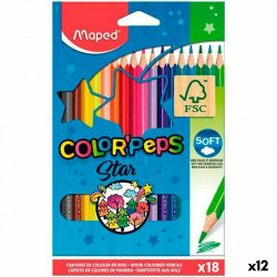 colouring pencils maped color peps star multicolour 18 pieces 12 units