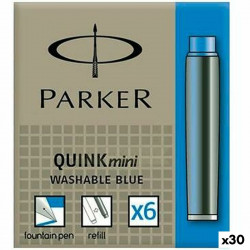 recharge d’encre de stylo plume parker quink mini 6 pièces bleu 30 unités