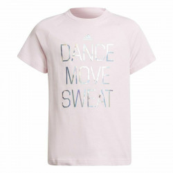 child s short sleeve t-shirt adidas dance metallic-print pink