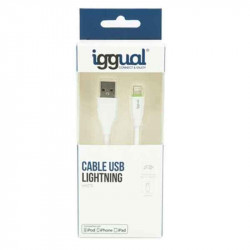 câble lightning iggual igg316955 1 m blanc