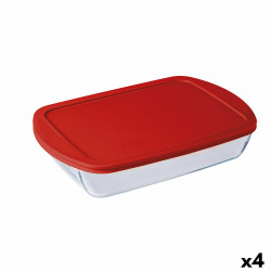 boîte à repas rectangulaire avec couvercle Ô cuisine cook&store ocu transparent verre silicone 4 5 l 4 unités
