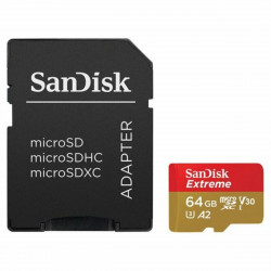 carte mémoire micro sd avec adaptateur sandisk extreme 64 gb