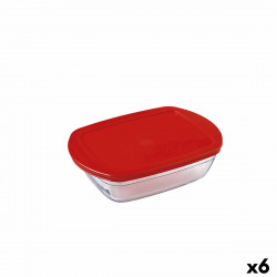 boîte à repas rectangulaire avec couvercle Ô cuisine cook&store ocu rouge 400 ml 17 x 10 x 5 cm verre silicone 6 unités