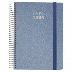 agenda grafoplas metallic 2024 bleu 15 x 21 cm