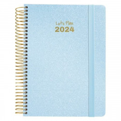 agenda grafoplas metallic 2024 bleu pastel 15 x 21 cm