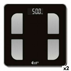 digital bathroom scales longfit care black multifunction 33 x 4 x 33 cm 2 units