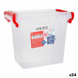 boîte de rangement avec couvercle confortime transparent plastique rectangulaire 1 7 l 24 unités