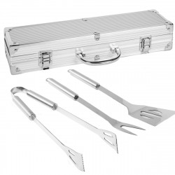 bbq utensils kit with case stainless steel 37 x 10 x 8 cm