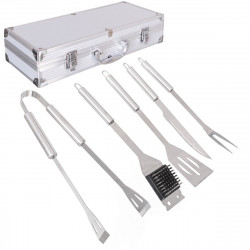 kit de utensílios para churrasco com estojo aço inoxidável 37 x 16 x 8 cm