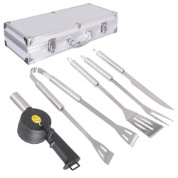bbq utensils kit with case stainless steel 37 x 15 x 8 cm