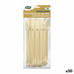 bamboo toothpicks algon 24 cm set 100 pieces 30 units