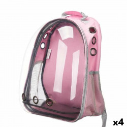 pet backpack pink transparent 43 x 26 x 33 cm