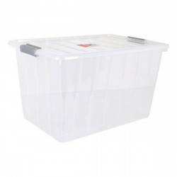 storage box with lid thais 80 l transparent