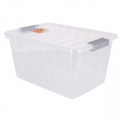 storage box with lid thais 30 l transparent