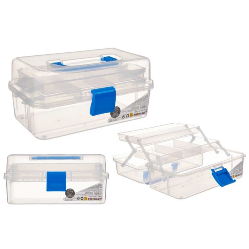 multi-use box blue transparent plastic 27 x 13 5 x 16 cm