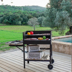 coal barbecue with wheels dkd home decor black natural metal steel 113 x 51 x 97 cm 113 x 51 x 97 cm