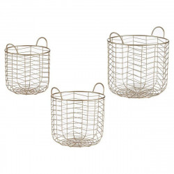 set of baskets circular golden metal 3 pcs