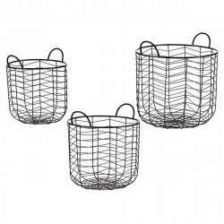 set of baskets circular black metal 3 pcs