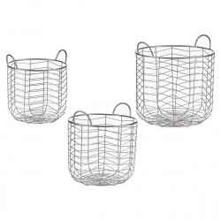 set of baskets circular silver metal 3 pcs