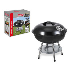 barbecue algon black with lid 34 cm