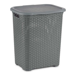laundry basket grey plastic 63 l 39 5 x 54 x 46 cm
