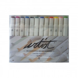 Felt-tip pens Alex Bog Professional Multicolour 12 Pieces Double-ended