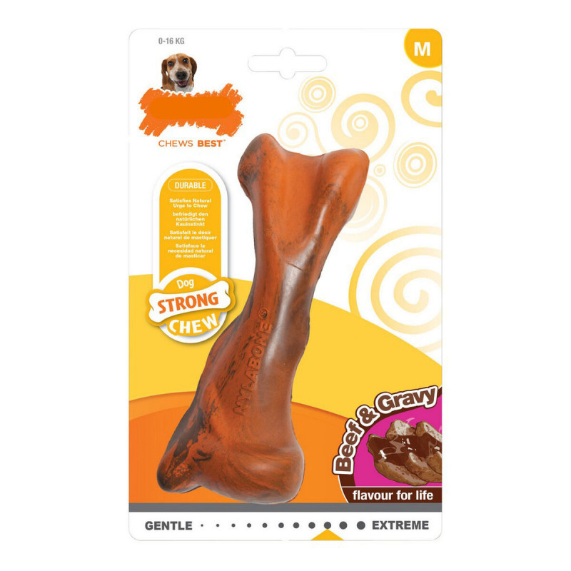 dog chewing toy nylabone strong chew sauce meat rubber size m
