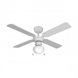 ceiling fan with light edm caribe white 50 w