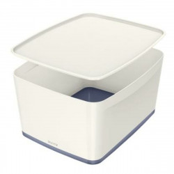 storage box leitz mybox wow with lid grey white abs 31 8 x 19 8 x 38 5 cm