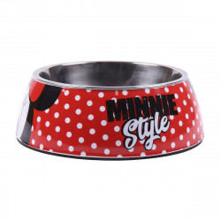 Dog Feeder Minnie Mouse Red Melamin 180 ml Black Metal