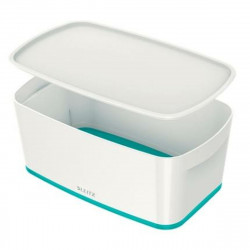 storage box with lid leitz mybox wow white turquoise abs 31 8 x 12 8 x 19 1 cm