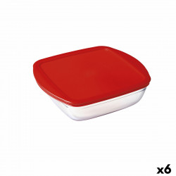 panier-repas carré avec couvercle Ô cuisine cook & store rouge 1 l 20 x 17 x 6 cm silicone verre 6 unités