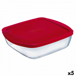 boîte à repas rectangulaire avec couvercle Ô cuisine cook&store ocu rouge 2 5 l 28 x 20 x 8 cm silicone verre 5 unités