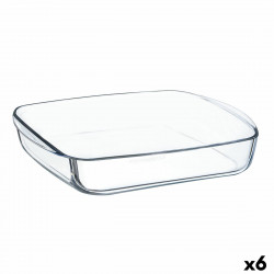 plat à gratin Ô cuisine carré 25 x 22 x 5 cm transparent verre 6 unités