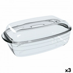 plat à gratin Ô cuisine rectangulaire avec couvercle 1 6 l 2 9 l transparent verre 3 unités