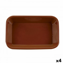 plat à gratin raimundo faïence céramique marron 35 x 25 x 6 cm 4 unités