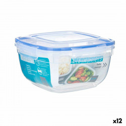 boîte à lunch hermétique carré transparent plastique 2 4 l 20 x 11 x 20 cm 12 unités