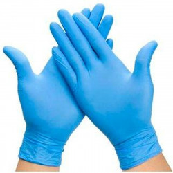 gants en vinyle jetables m bleu autocollants
